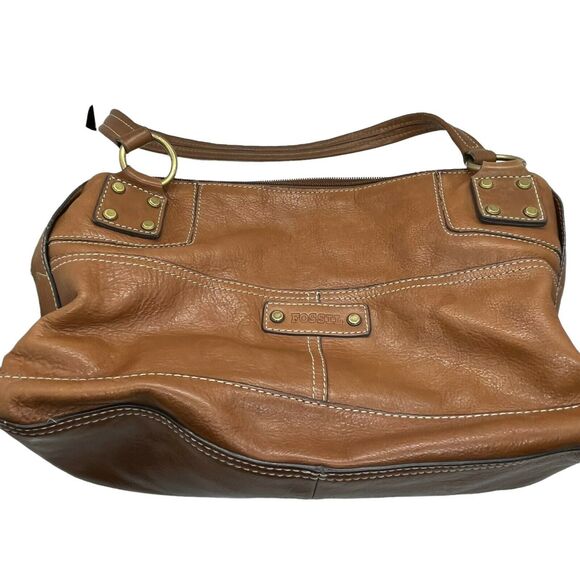 Fossil Satchel Handbag Vintage ZB9570 Womens Brown Leather Double Handles - Picture 2 of 16